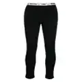 Moschino flocked logo-waistband cotton leggings - Black