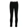Moschino flocked logo-waistband cotton leggings - Black