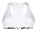 Moschino logo-underband cotton racerback bra - White