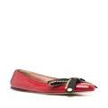 Moschino bow-detail patent ballerina shoes - Red