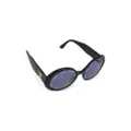CHANEL Pre-Owned CC-plaque oval-frame sunglasses - Black