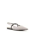 Brunello Cucinelli Monili-chain suede ballerina shoes - Grey