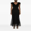 Alessandra Rich ruffled-trim floral-lace gown - Black