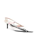 Love Moschino logo-bow sling back pumps - White