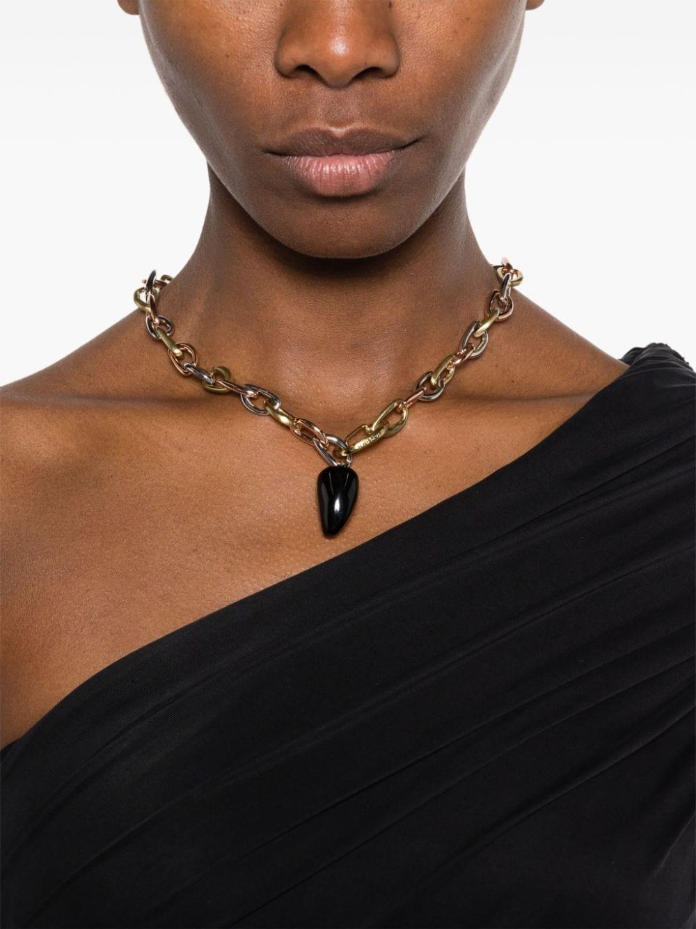 Bimba y Lola chain-link stone necklace - Black