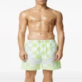 Versace check-print swim shorts - Green
