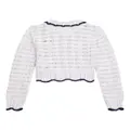 guess kids logo-patch embellished knitted cardigan - White