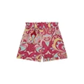 guess kids pom pom-trim patterned shorts - Pink