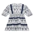 guess kids lace-detail embroidered cotton dress - White