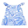 guess kids logo-embroidered printed dress - Blue