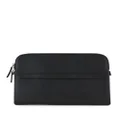 Giorgio Armani logo-stamp leather laptop bag - Black