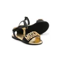Moschino Kids logo-lettering leather sandals - Black