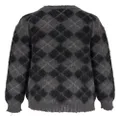 R13 check-pattern V-neck cardigan - Grey