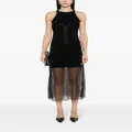 SANDRO rhinestone-embellished mesh dress - Black
