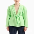 Armani Exchange single-breasted belted crepe blazer - Green