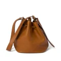 Miu Miu logo-embossed leather bucket bag - Brown