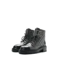 CHANEL Pre-Owned CC diamond-quilted combat boots - Grey