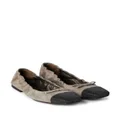Brunello Cucinelli Monili-toe leather ballerina shoes - Brown