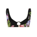 La Perla floral-print bikini top - Black