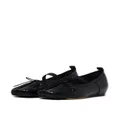 Simone Rocha logo-strap leather ballerina shoes - Black
