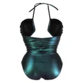 Rick Owens iridescent-effect cut-out swimsuit - Black
