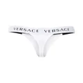 Versace logo waistband thong - White