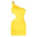 Moschino logo-plaque one-shoulder beach dress - Yellow