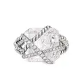 David Yurman sterling silver Cable Wrap crystal and diamond cocktail ring - White