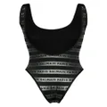 Balmain open-back logo-print swimsuit - Black