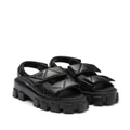 Prada triangle-logo quilted leather sandals - Black