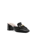 Moschino logo-lettering leather loafer mules - Black