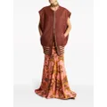 ETRO octopus-embroidered leather waist coat - Brown