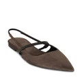 Brunello Cucinelli pointed-toe slingback suede flats - Brown