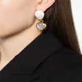 ERDEM heart-motif embellished drop earrings - White