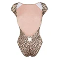 Emporio Armani leopard-print swimsuit - Brown