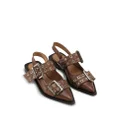 GANNI buckle-strap slingback ballerina shoes - Brown
