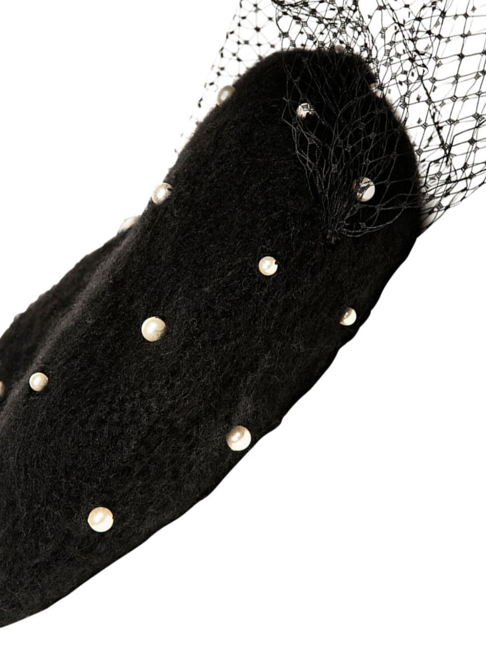Jennifer Behr pearl-embellished voilette beret - Black