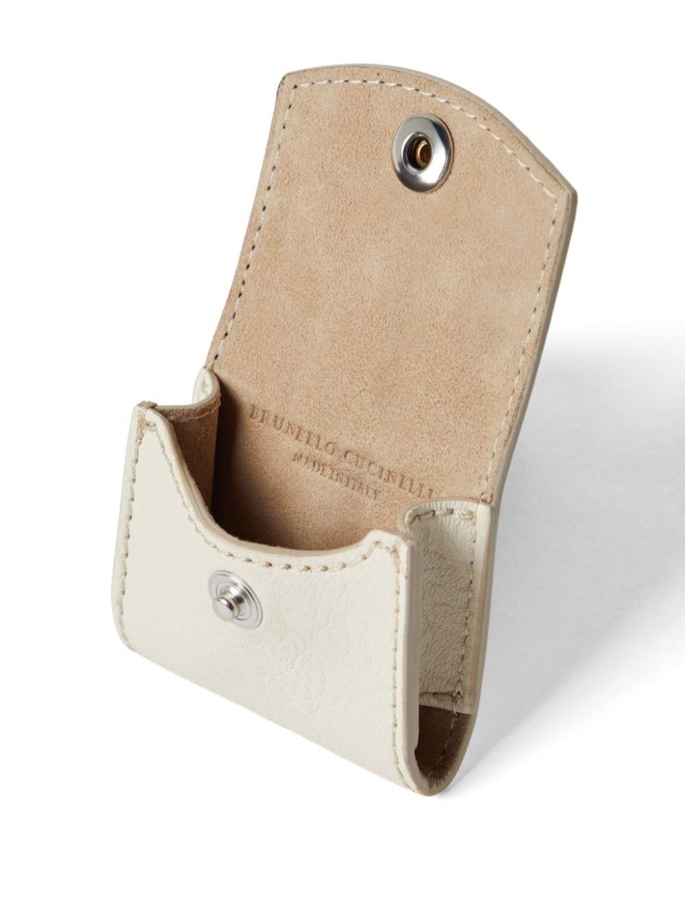 Brunello Cucinelli leather AirPods case - White