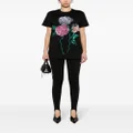 Balmain rose-appliqué cotton T-shirt - Black