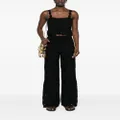 Maje floral-appliqué knitted trousers - Black