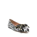 Moschino graphic-print leather ballerina shoes - Black
