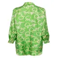 Olivia von Halle Wolfe signature-print silk pajamas - Green