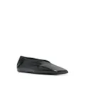 Jil Sander square-toe leather ballerina shoes - Black