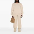 MSGM embroidered-logo knitted track pants - Neutrals