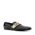Moschino logo-lettering patent-leather loafers - Black