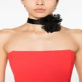 Dolce & Gabbana floral-appliqué satin choker necklace - Black