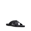 Emporio Armani logo-strap leather sandals - Black