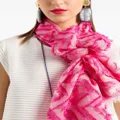 Emporio Armani chevron-pattern fringed stole - Pink