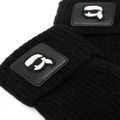 Karl Lagerfeld K/Ikonik ribbed-knit fingerless gloves - Black