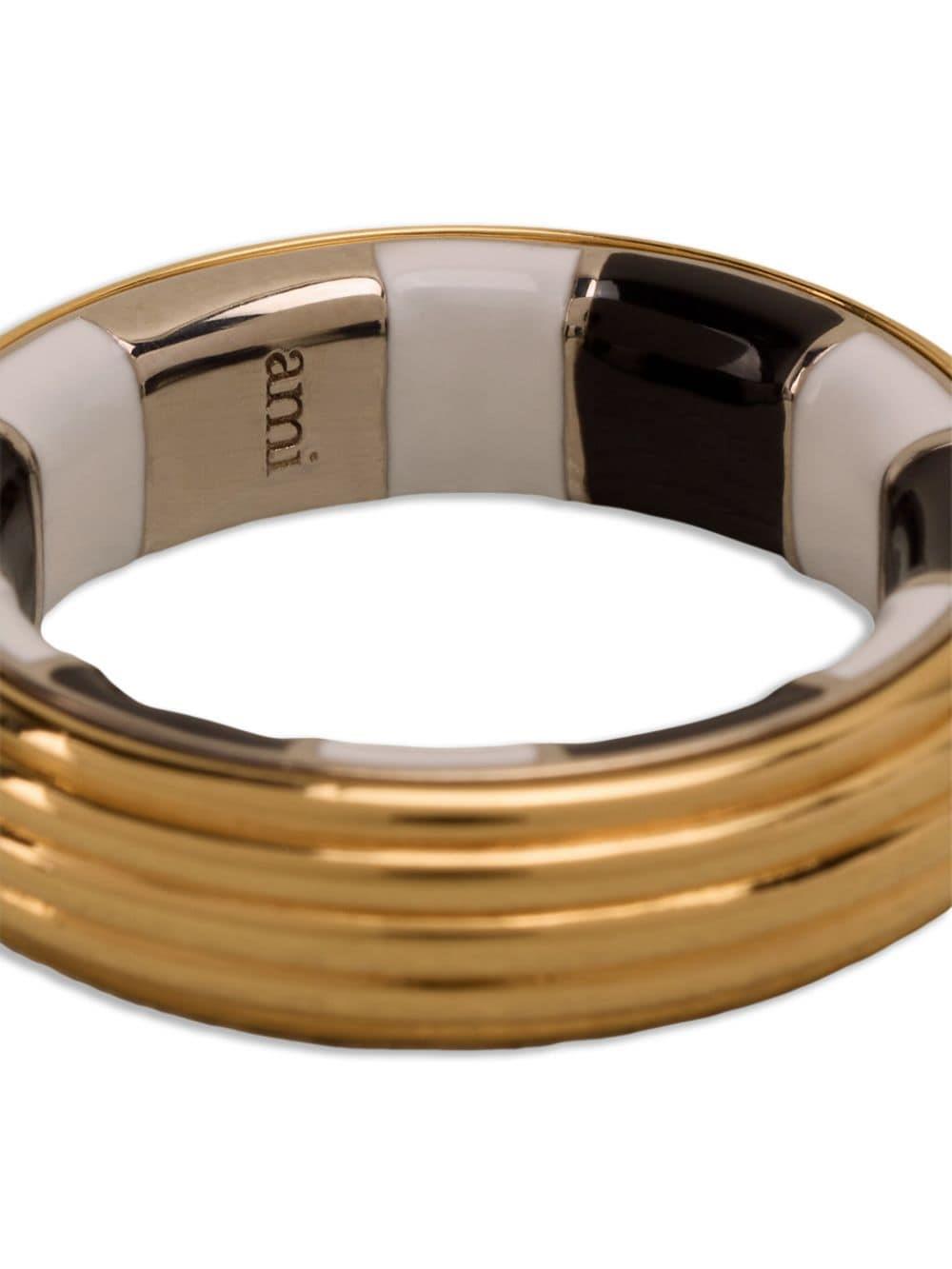 AMI Paris Lineami ribbed ring - Gold